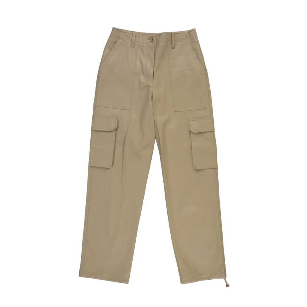 NEW Olivaceous Cargo‎ Pants Women's Size Medium Beige Vegan Leather High Rise